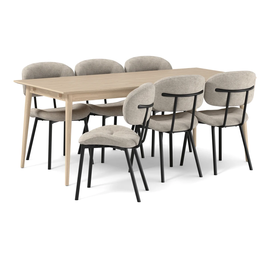 Harry - Matgrupp med 6 stolar Carol - Beige