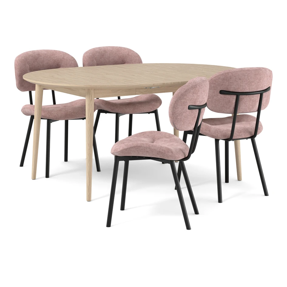 Harry - Matgrupp med 4 stolar Carol - Rosa