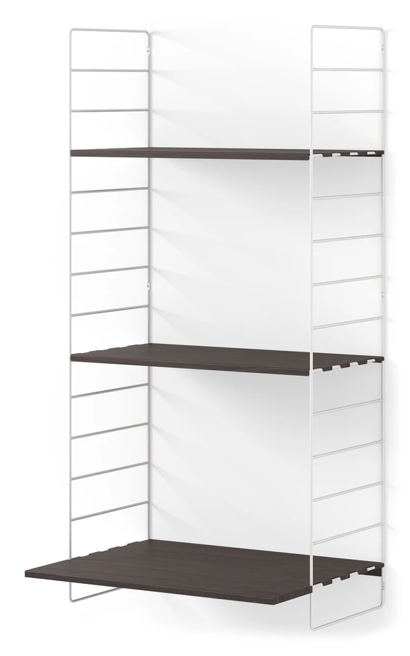 Wera - Vägghylla byggbar med skrivbordsdel, 60x30-45x121 cm, 3 hyllplan - Vit