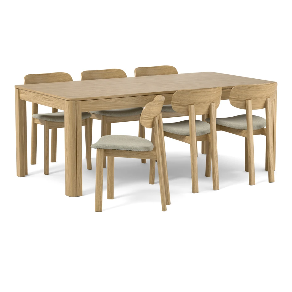 Arino - Matgrupp med 6 stolar Lucca - Beige