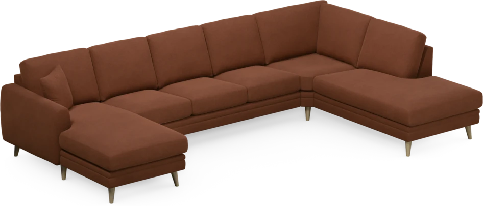 Eden - 3-sits soffa med schäslong vänster och divan höger - Orange
