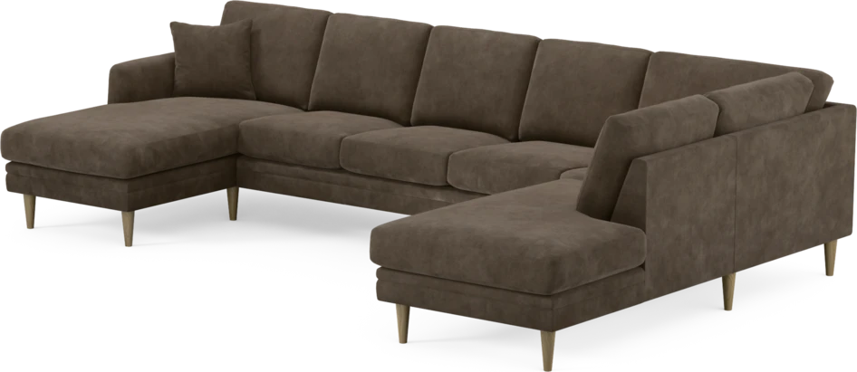 Eden - 3-sits soffa med schäslong vänster och divan höger - Brun