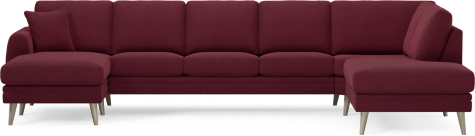 Eden - 3-sits soffa med schäslong vänster och divan höger - Röd