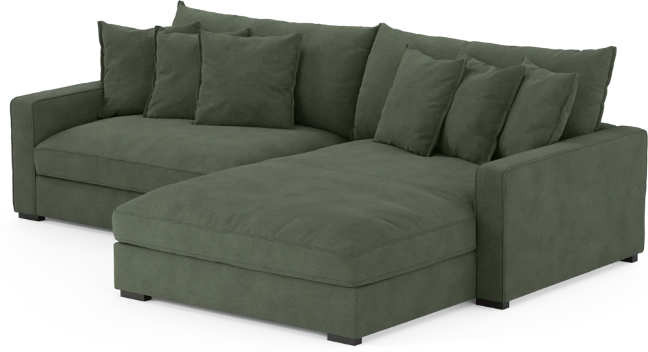 Rossi - 2-sits soffa med schäslong XL höger - Grön