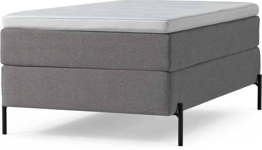 Delux Exclusive - Kontinentalsäng, enkelsäng 120 cm med bäddmadrass och sängben - Grå
