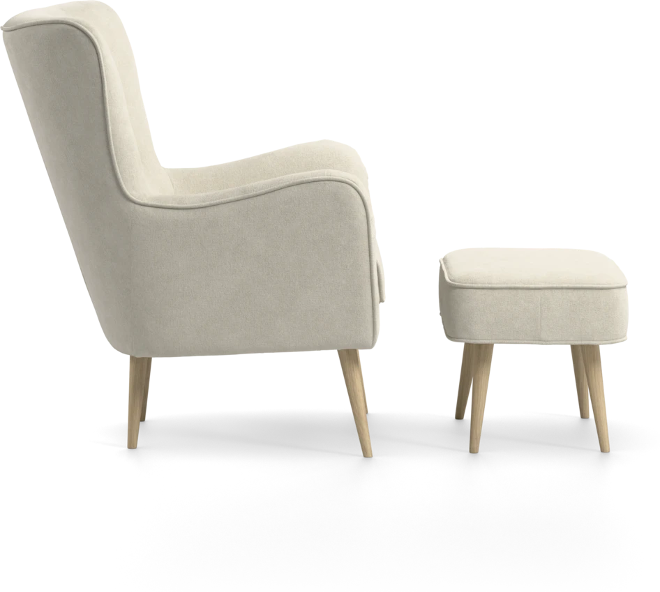 Cordelia - Fåtölj med fotpall - Beige