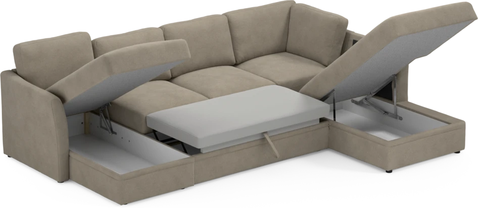 Öland - Bäddsoffa med schäslong vänster och divan höger - Beige