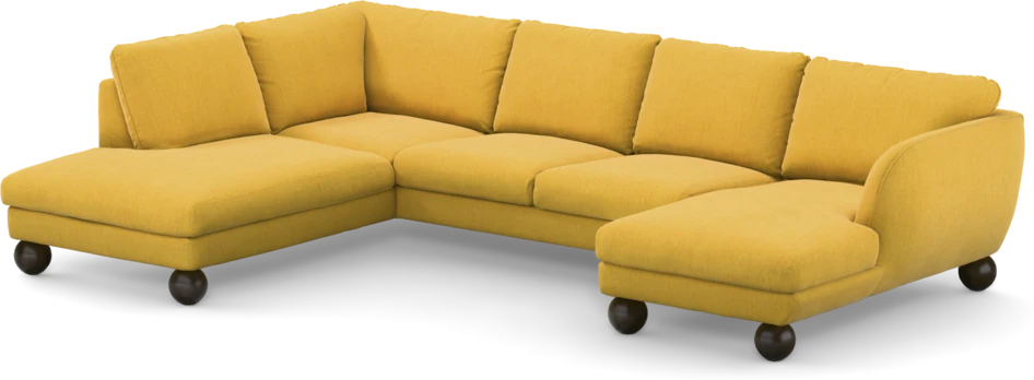 Madison Lux - 2-sits soffa med divan vänster och schäslong höger - Gul