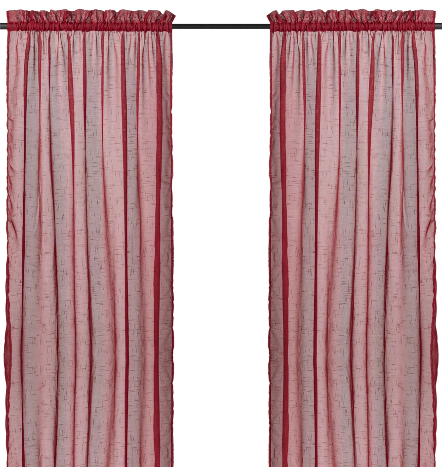 Cecilia - Gardin, 2-pack,135x250 - Röd