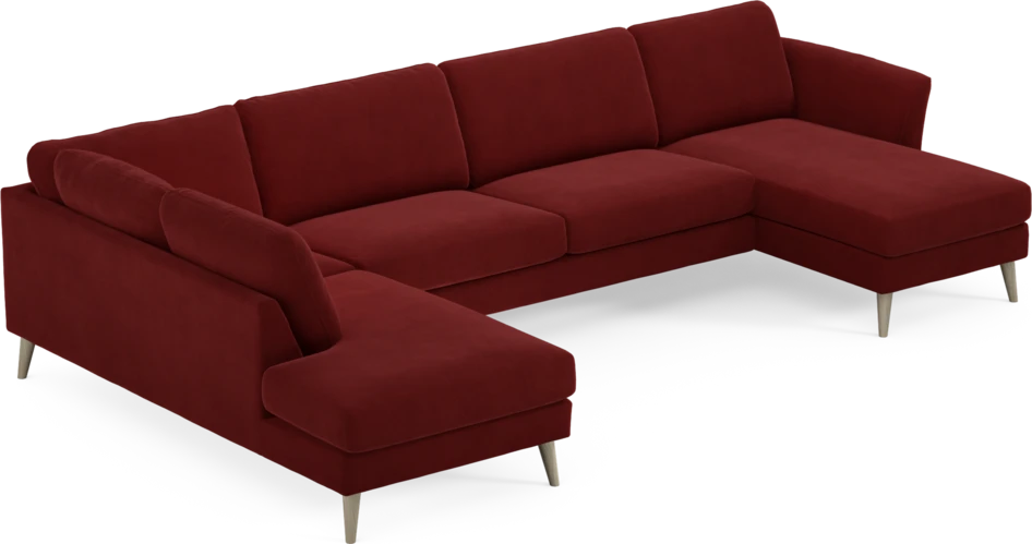 Bridge - 3-sits soffa med divan vänster och schäslong höger - Röd