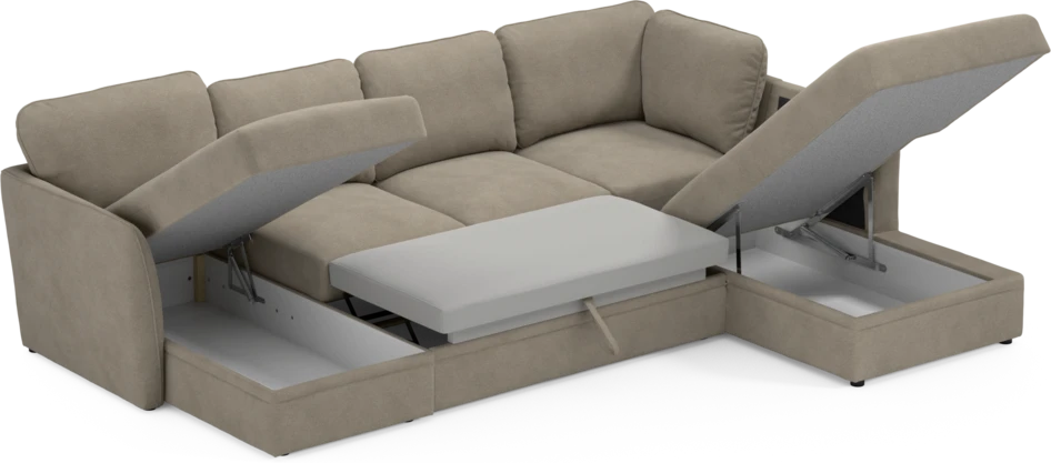 Öland - Bäddsoffa med schäslong vänster och divan höger - Beige