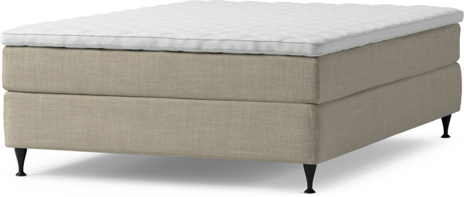 Delux Sense - Kontinentalsäng, enkelsäng 140 cm med bäddmadrass och sängben - Beige