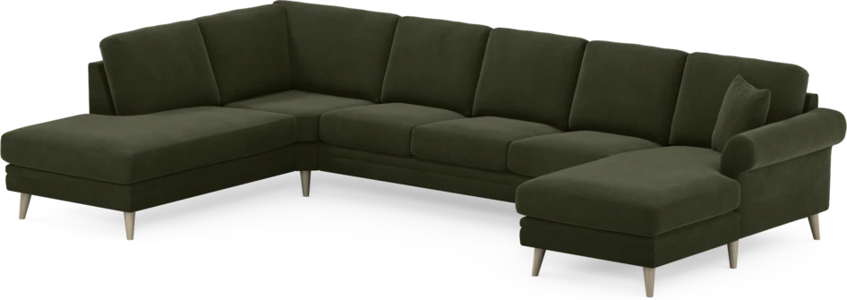 Eden - 3-sits soffa med divan vänster och schäslong höger - Grön