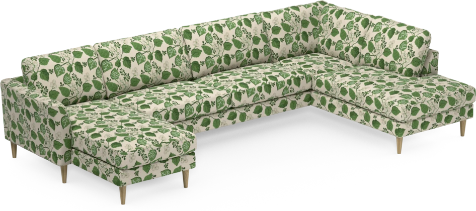 Bridge - 3-sits soffa med schäslong vänster och divan höger - Grön