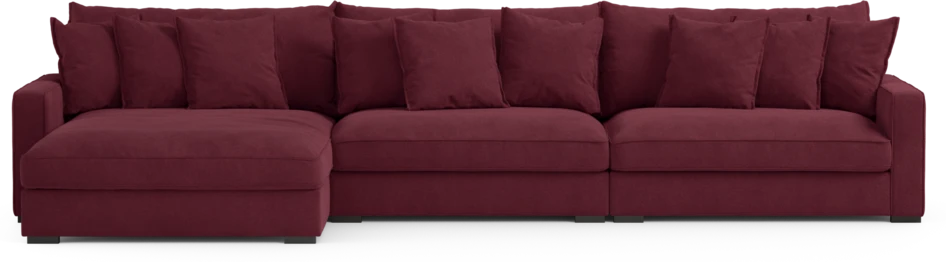 Rossi - 4-sits soffa med schäslong XL vänster - Röd