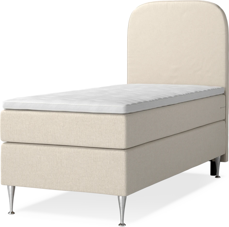 New York - Kontinentalsäng, enkelsäng med bäddmadrass, sängben och sänggavel slät - Beige