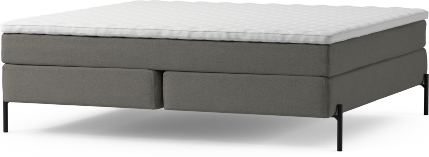 Delux Sense - Kontinentalsäng, dubbelsäng med bäddmadrass och sängben - Grå