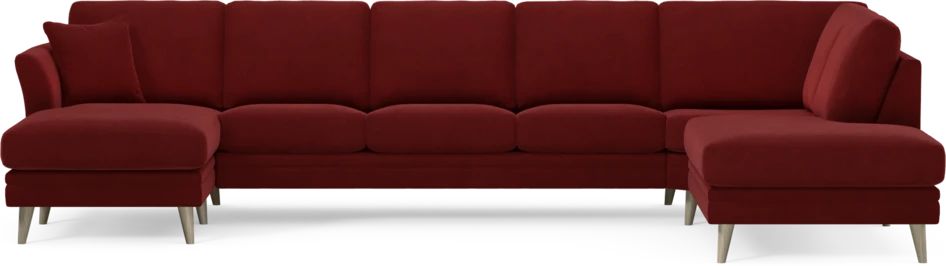 Eden - 3-sits soffa med schäslong vänster och divan höger - Röd