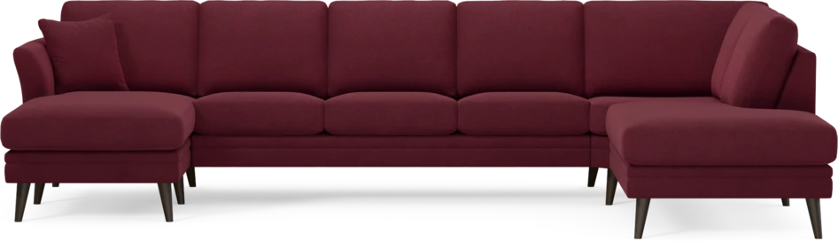 Eden - 3-sits soffa med schäslong vänster och divan höger - Röd