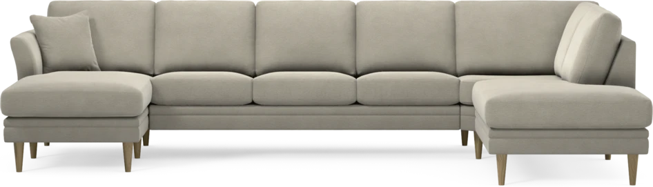 Eden - 3-sits soffa med schäslong vänster och divan höger - Brun