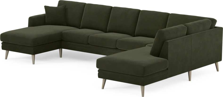 Eden - 3-sits soffa med schäslong vänster och divan höger - Grön