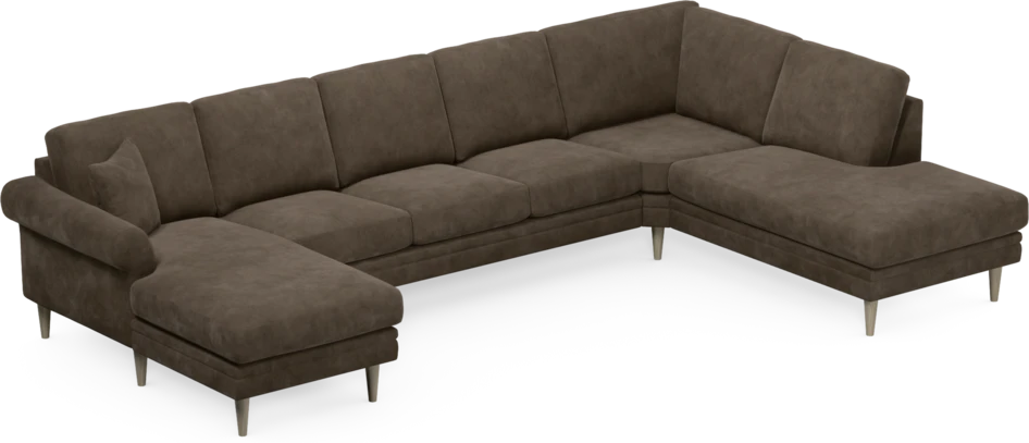 Eden - 3-sits soffa med schäslong vänster och divan höger - Brun