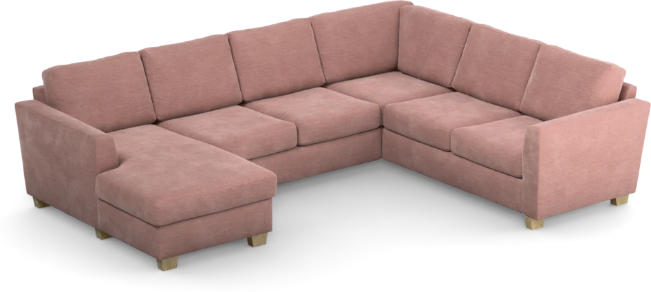 Friday - Hörnsoffa, 3+2-sits med schäslong vänster - Rosa