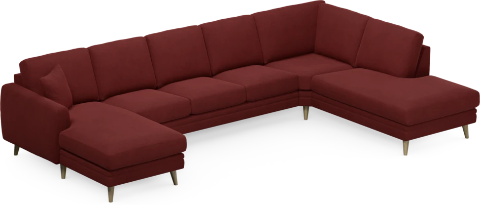Eden - 3-sits soffa med schäslong vänster och divan höger - Röd