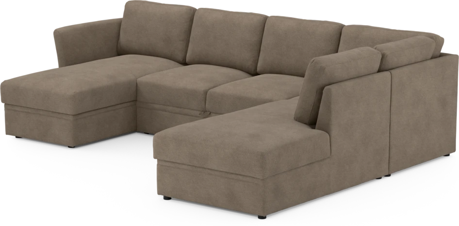 Öland - Bäddsoffa med schäslong vänster och divan höger - Brun