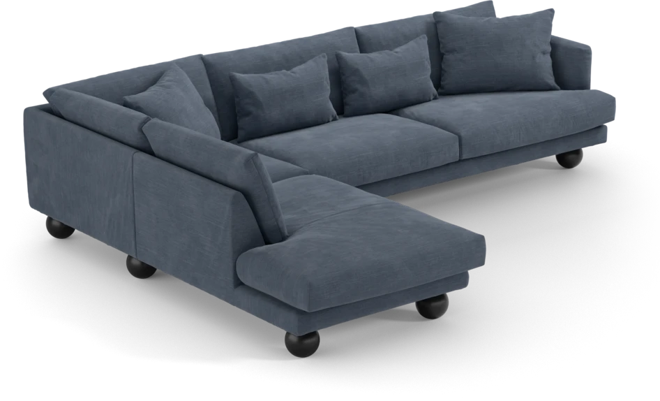 Harper - 3-sits soffa med divan vänster - Blå