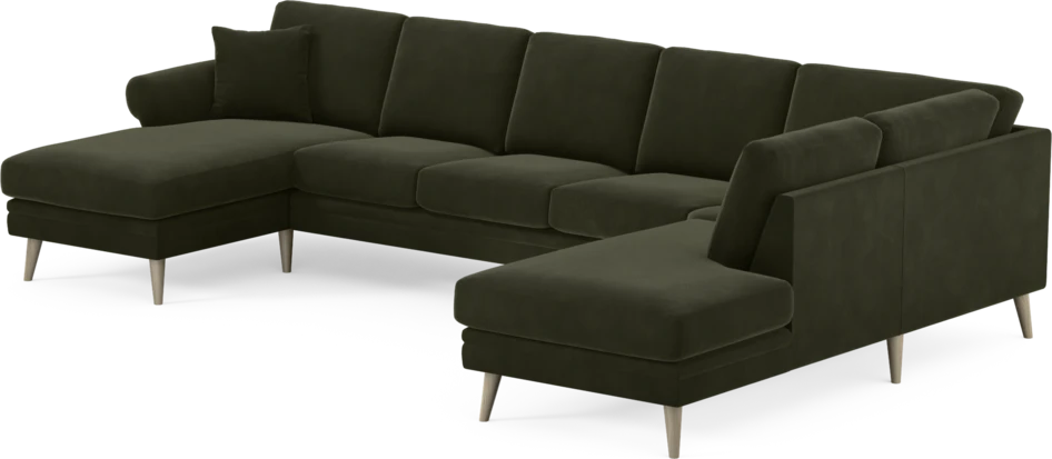 Eden - 3-sits soffa med schäslong vänster och divan höger - Grön
