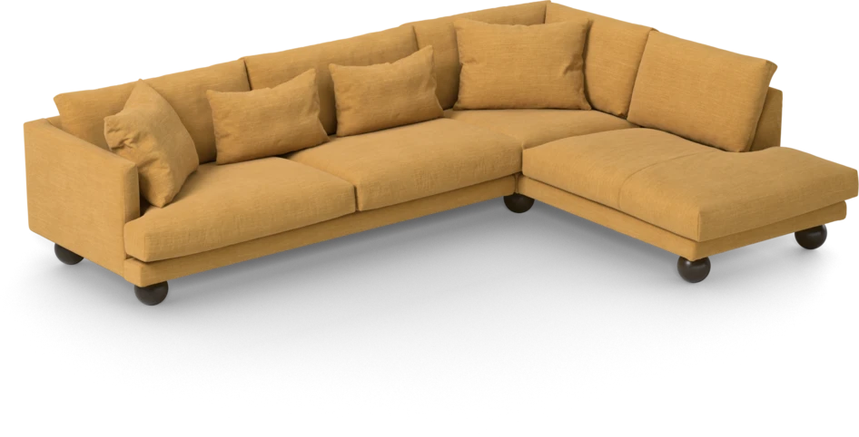 Harper - 3-sits soffa med divan höger - Gul