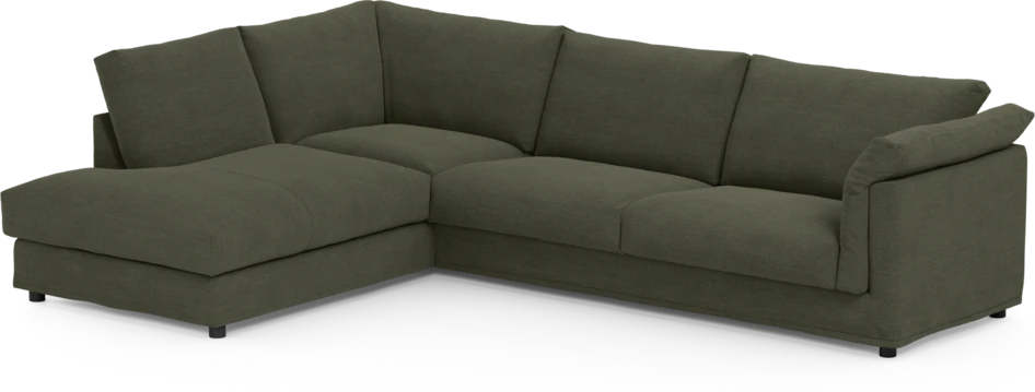 Cherrie - 3-sits soffa med divan vänster, med kappa - Grön