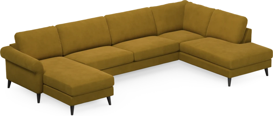 Bridge - 3-sits soffa med schäslong vänster och divan höger - Gul