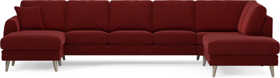 Eden - 3-sits soffa med schäslong vänster och divan höger - Röd