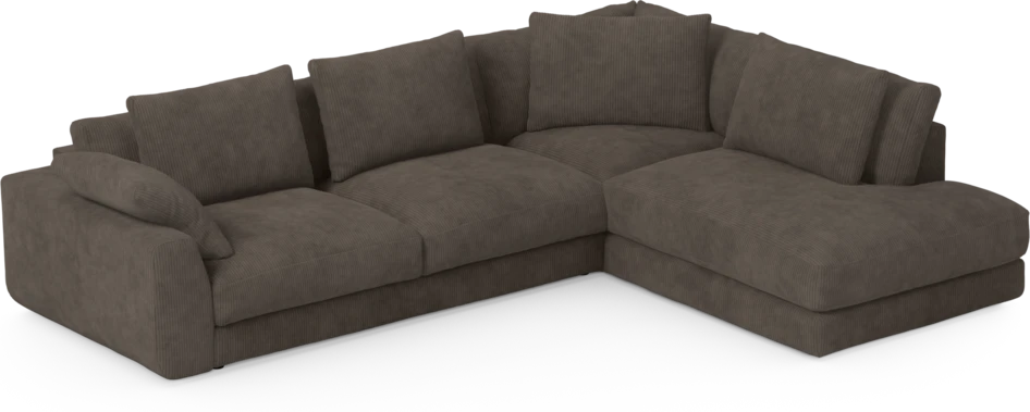 Amie - 3-sits med divan höger - Brun