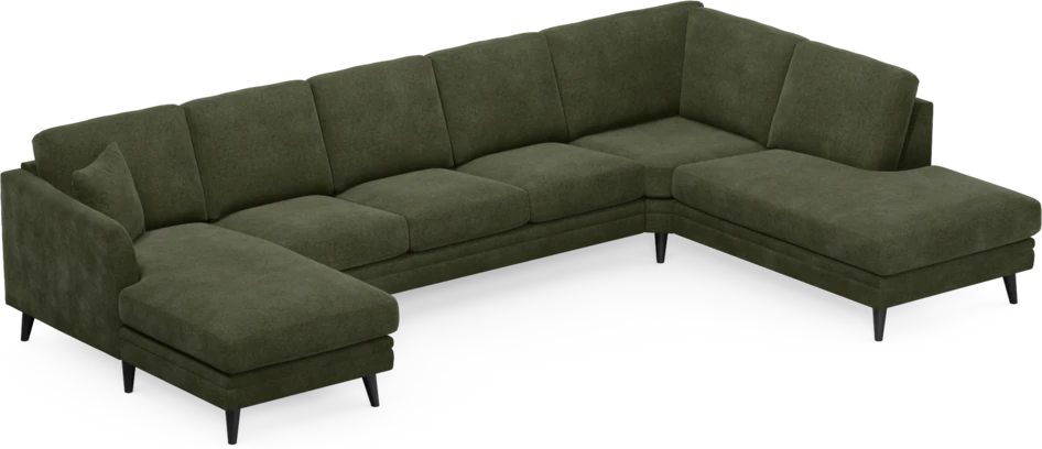 Eden - 3-sits soffa med schäslong vänster och divan höger - Grön