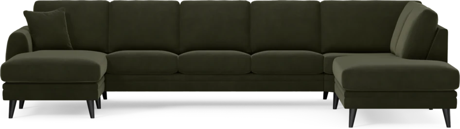 Eden - 3-sits soffa med schäslong vänster och divan höger - Grön