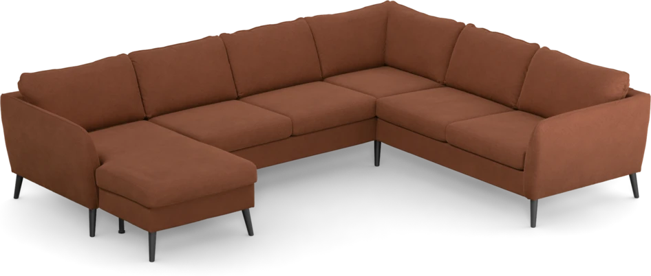 County - Hörnsoffa, 3+2-sits med schäslong vänster - Orange