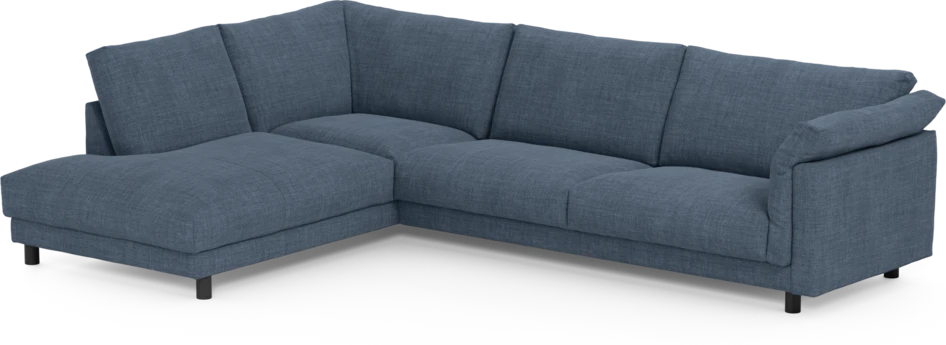 Cherrie - 3-sits soffa med divan vänster, fast klädsel - Blå