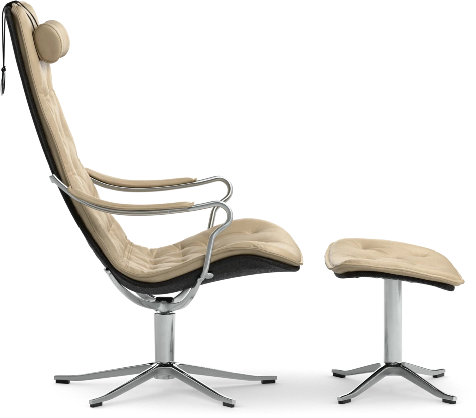 Moore - Fåtölj och fotpall - Beige