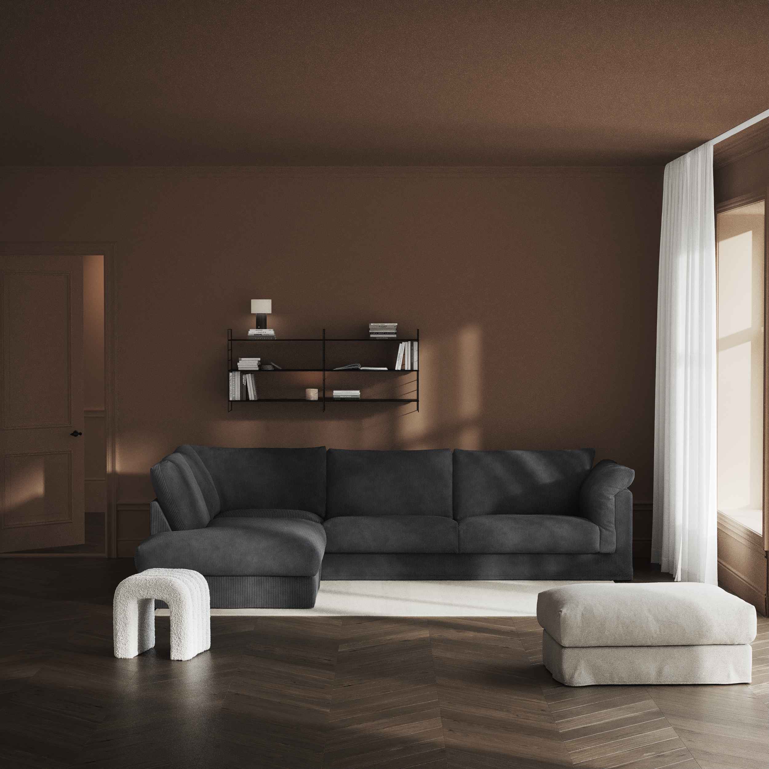 Cherrie, 3-sits soffa med divan vänster, med kappa