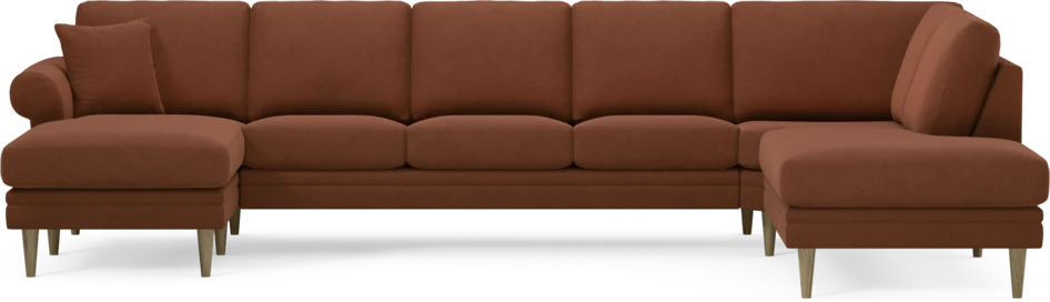 Eden - 3-sits soffa med schäslong vänster och divan höger - Orange