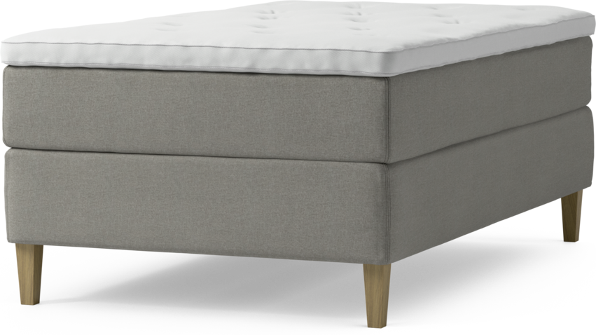 Delux Exclusive - Kontinentalsäng, enkelsäng 120 cm med bäddmadrass och sängben - Grå