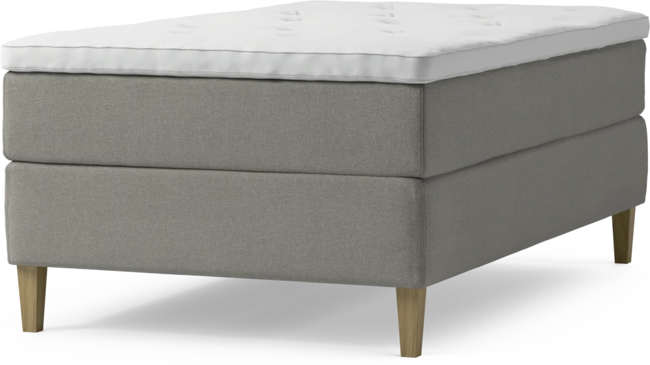 Delux Exclusive - Kontinentalsäng, enkelsäng 120 cm med bäddmadrass och sängben - Grå