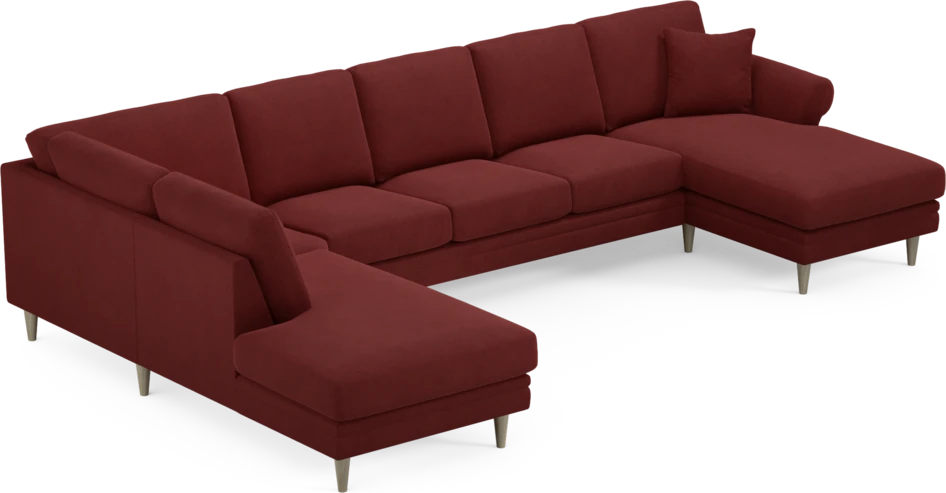 Eden - 3-sits soffa med divan vänster och schäslong höger - Röd