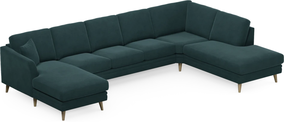 Eden - 3-sits soffa med schäslong vänster och divan höger - Blå