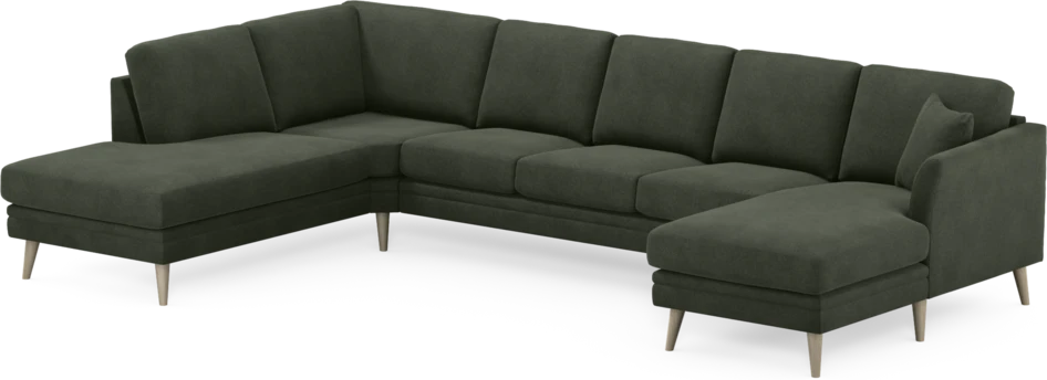 Eden - 3-sits soffa med divan vänster och schäslong höger - Grön