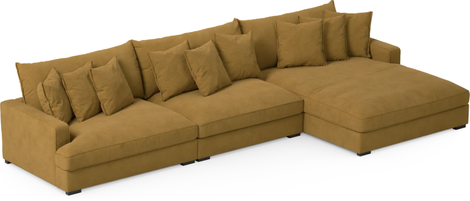 Rossi - 4-sits soffa med schäslong XL höger - Gul