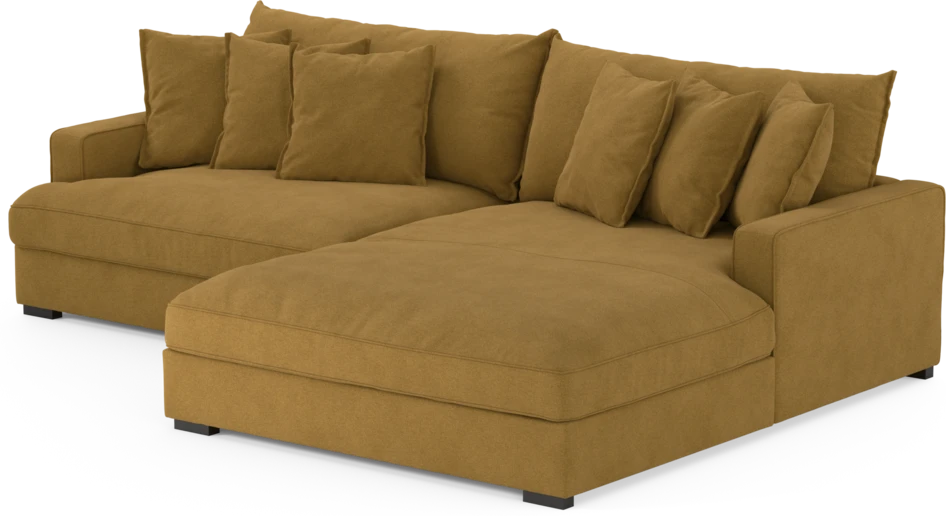 Rossi - 2-sits soffa med schäslong XL höger - Gul